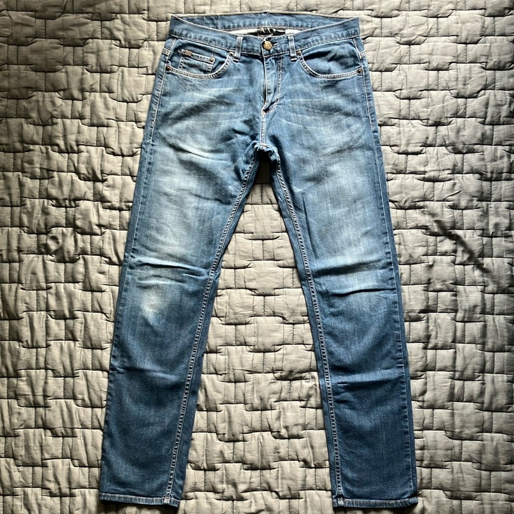 A/X Armani Exchange Blue Slim Jeans with Natural Fading